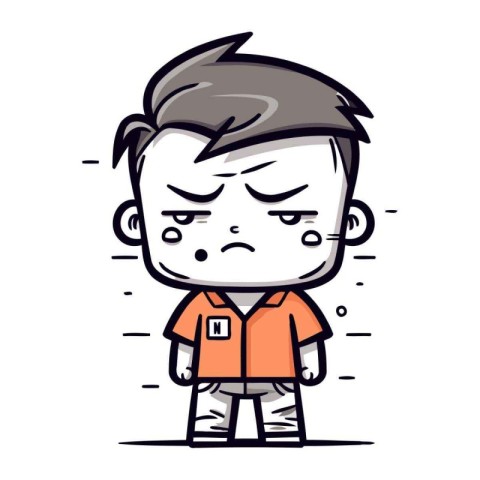 Angry Boy   Cartoon Vector Illustration of Sad Kid Boy Character