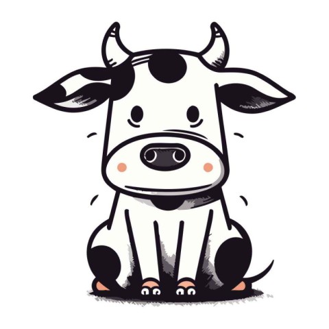 Cute cartoon cow isolated on a white background. Vector illustra