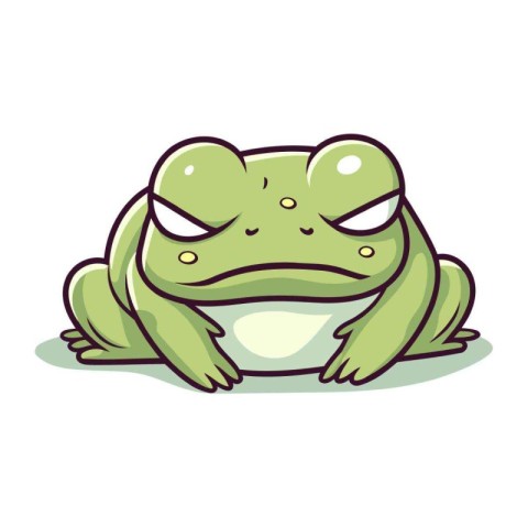 Frog isolated on white background. Cute cartoon frog. Vector ill