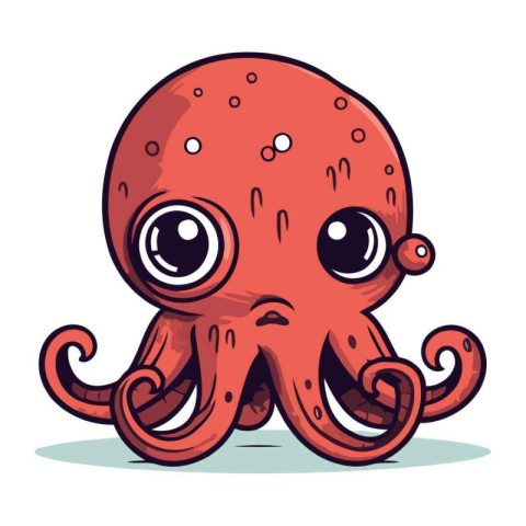 Cute cartoon octopus. Vector illustration isolated on white back