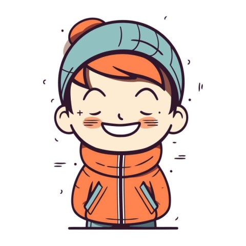 Vector illustration of a cute little boy in warm winter clothes.