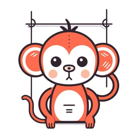 Cute cartoon monkey. Vector illustration in a flat style. Isolat