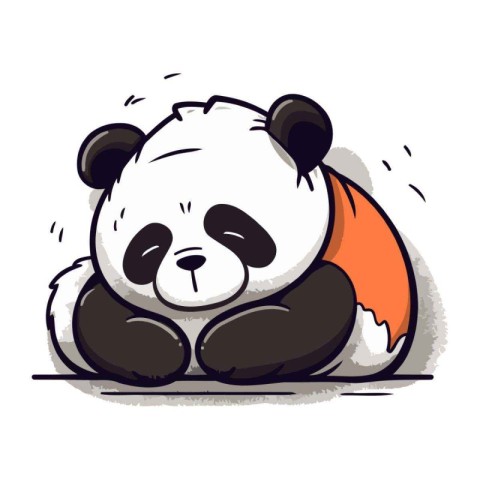 Illustration of a cute panda sleeping on a white background.