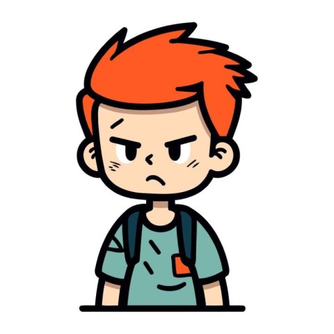 Angry Schoolboy   Vector Cartoon Illustration