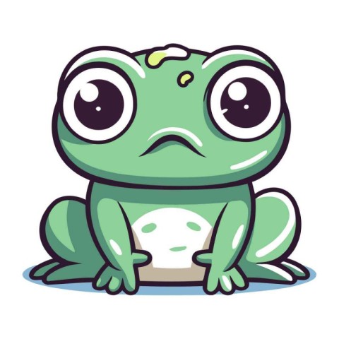 Cute cartoon frog on a white background. Vector illustration for