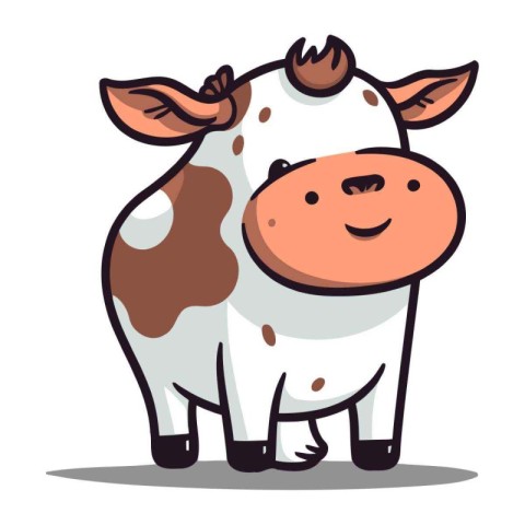 Cute cartoon cow. Vector illustration isolated on a white backgr