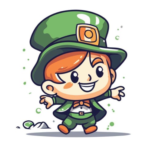 Leprechaun Boy Smiling Cartoon Character Vector Illustration