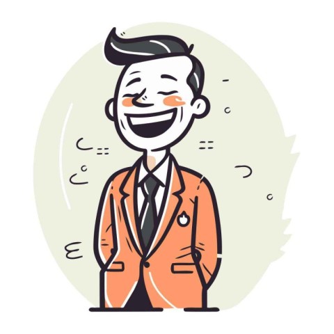 Smiling businessman in suit. Vector illustration in doodle style