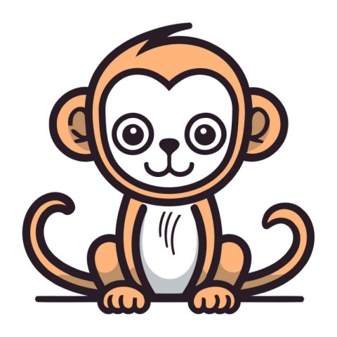 Cute cartoon monkey. Vector illustration isolated on a white bac