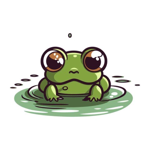 Frog in water. Cute cartoon character. Vector illustration.