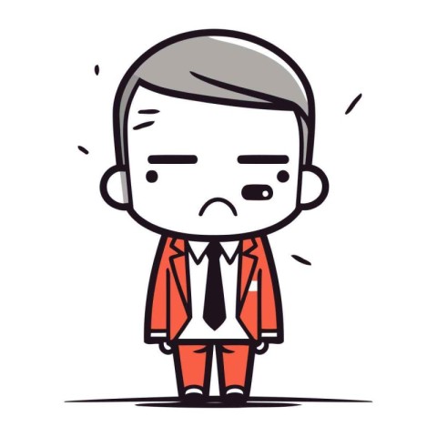 Sad businessman cartoon character vector illustration. Businessm