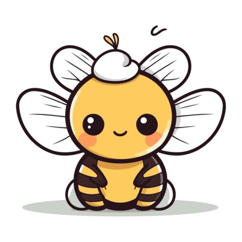 Cute bee cartoon character vector illustration. Cute cartoon bee