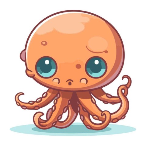 Cute cartoon octopus. Vector illustration isolated on white back