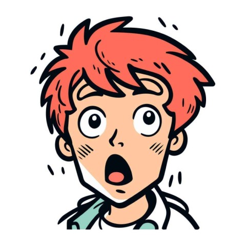 Surprised boy with red hair. Vector illustration of a surprised