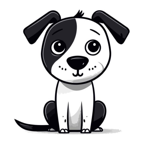 Cute cartoon dog. Vector illustration on white background. Isola