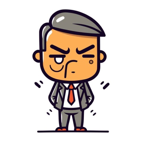 Angry Old Man Cartoon Character Vector Illustration. Businessman