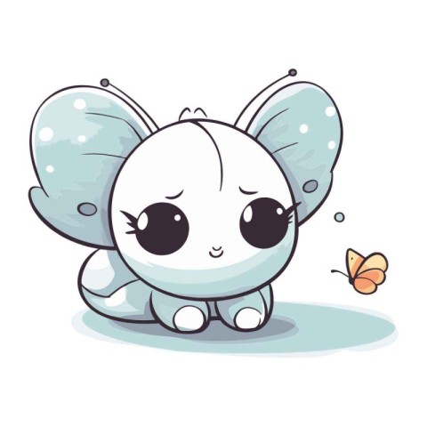 Cute cartoon butterfly. Vector illustration isolated on a white