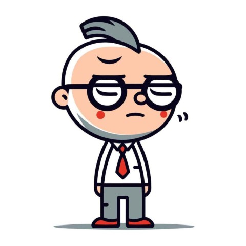 Sad Old Man   Retro Cartoon Vector Illustration