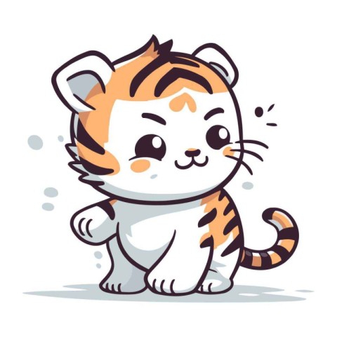 Cute cartoon tiger. Vector illustration isolated on a white back