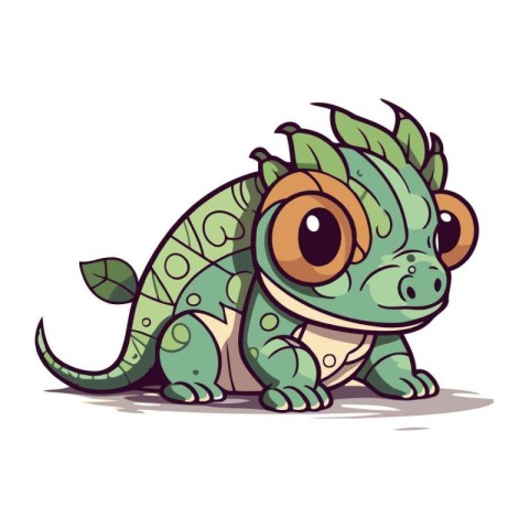 Cute cartoon chameleon. Vector illustration isolated on white ba