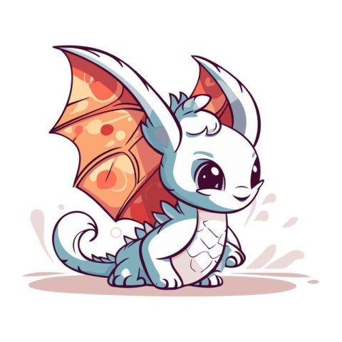 Cute cartoon dragon. Isolated on white background. Vector illust