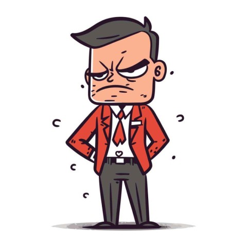 Angry boss cartoon character vector illustration. Angry boss car