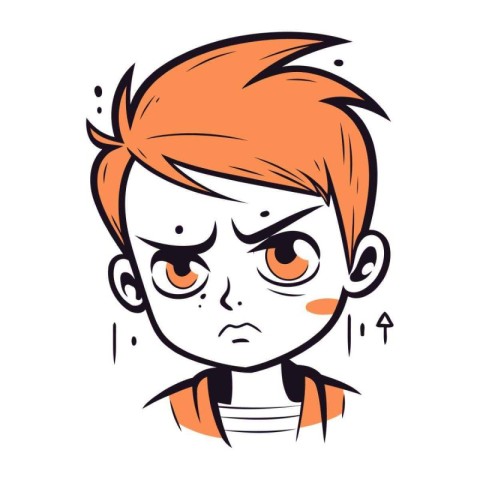 Sad boy with red hair. Vector illustration of a sad boy.