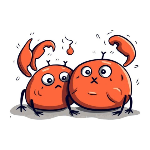 Cartoon funny crabs. Vector illustration isolated on a white bac