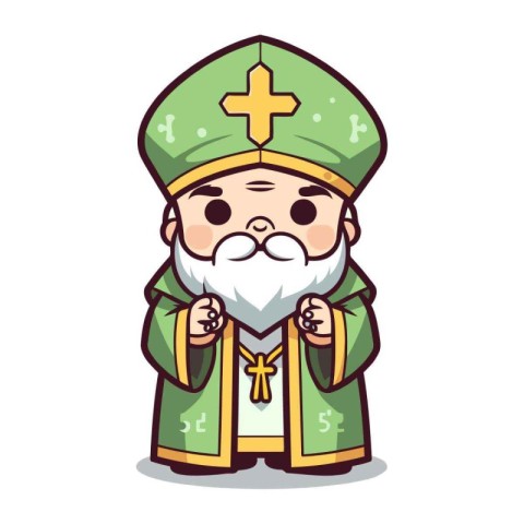 Gentleman priest character cartoon style vector illustration iso