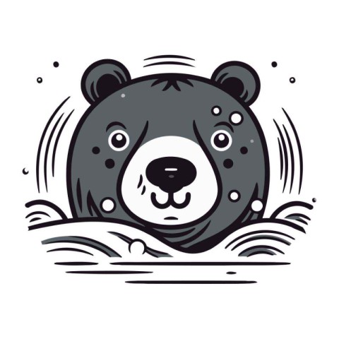 Cute cartoon bear head vector illustration. Cute animal characte