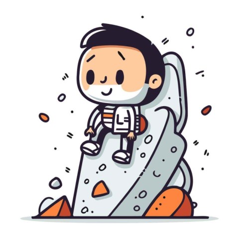 Climbing boy. Cute vector illustration in cartoon style.