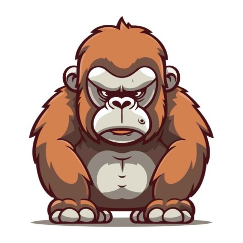 Gorilla sitting on a white background. Vector illustration in ca