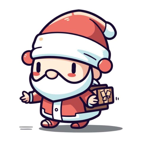 Santa Claus holding gift box   Cartoon Santa Claus character vec