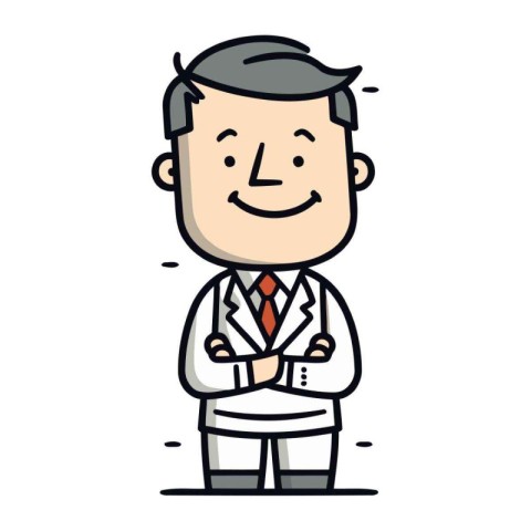 Vector illustration of a happy businessman cartoon character. Bu