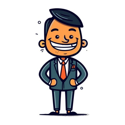 Smiling Man Cartoon Character Vector Illustration. Businessman S