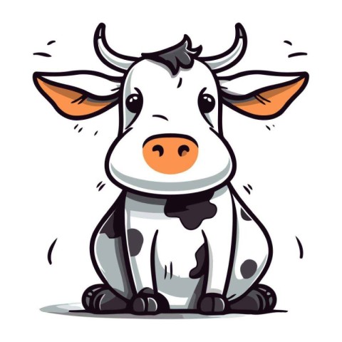 Cute cartoon cow isolated on white background. Vector stock illu