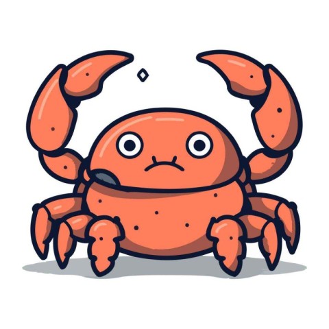 Crab cartoon character. Vector illustration of a cute crab masco