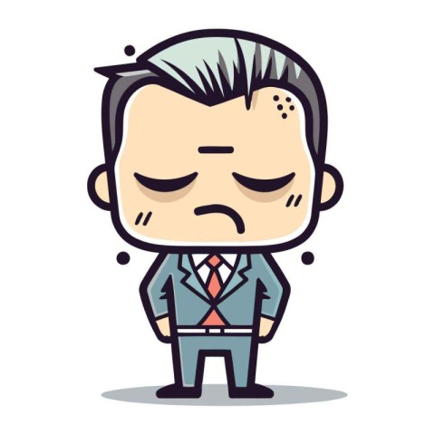 Sad boss character. Vector illustration. Businessman. Cartoon st