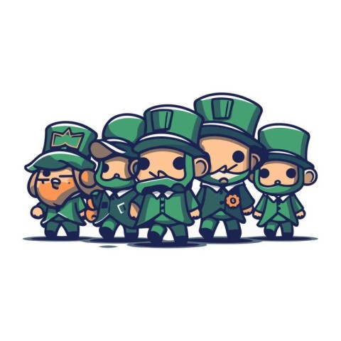 Cartoon St. Patricks Day Leprechauns. Vector illustration.