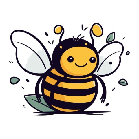 Cute cartoon bee isolated on a white background. Vector illustra