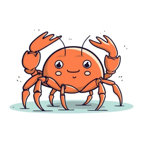 Cute cartoon crab. Vector illustration on white background. Isol