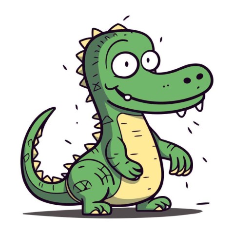 Cute cartoon crocodile. Vector illustration isolated on white ba