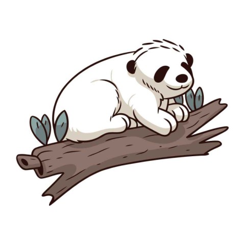 Panda sleeping on a tree branch. Vector illustration isolated on