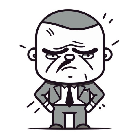 Angry Boss Cartoon Character   Business Vector Illustration. EPS