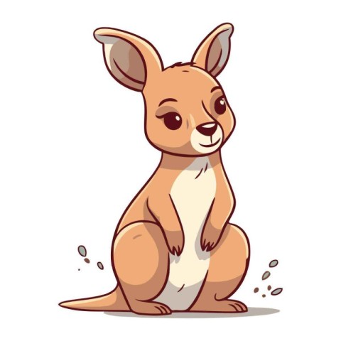 Cute kangaroo isolated on white background. Vector illustration.