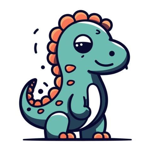 Cute cartoon dinosaur. Vector illustration. Isolated on white ba