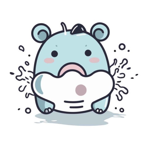 Cute hippo crying. Cute cartoon character. Vector illustration.