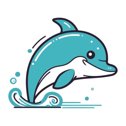 Vector illustration of cute dolphin isolated on white background