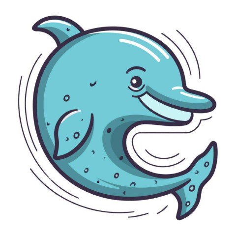 Cartoon dolphin. Vector illustration of a cute cartoon dolphin c