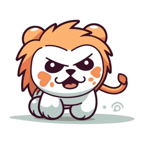 Lion cartoon character. Cute and funny animal vector illustratio